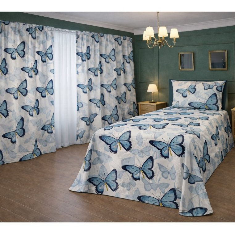 Kit Lençol Solteiro 4 Peças com Cortinas Estampadas toque de Algodão Aveludado + 2 Porta Travesseiros  *Super Oferta