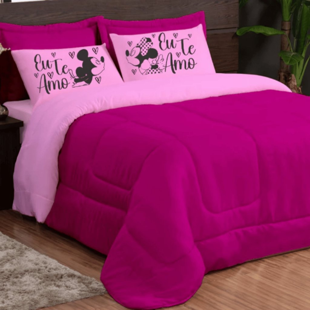 Kit 3 Peças Edredom  c Fronha Estampada   Casal Queen
