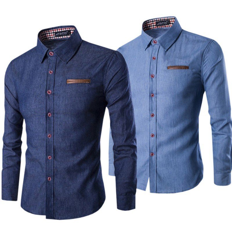 CAMISAS MASCULINA COR JEANS A PRONTA ENTREGA M/L