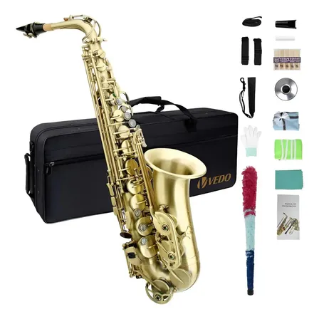 Vedo Saxofone Alto Em Mi, Cobre, Bronze Antigo, Laca, Nível Profissional, Iniciantes E Estudantes, Laca Dourada Antiderrapante, Chaves Em Madrepérola E Conjunto Completo De Acessórios Amarelo