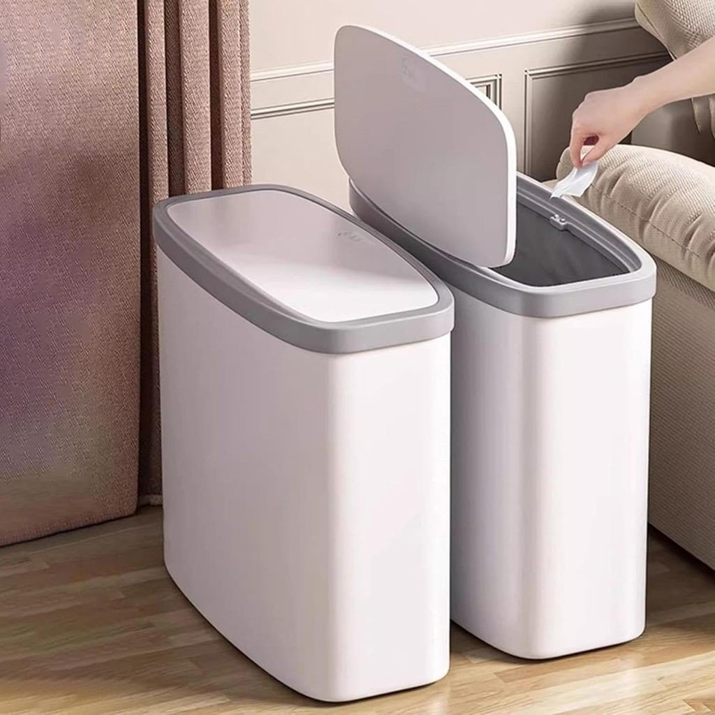 Haosin Lixeira Grande Cesto de Lixo 14 Litros Automática Abertura por Pressão Banheiro Cozinha Escritório Quarto