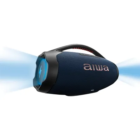 Caixa De Som Boombox Plus Aiwa Bbs-01-lbl 200w Bluetooth 30h Ip66 Usb Rgb Azul 127/220v