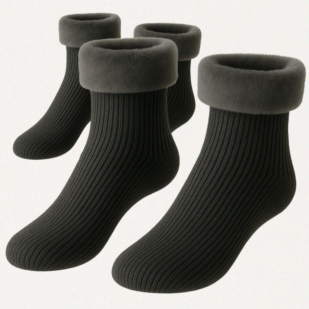 Kit 2 Pares Meias Térmica Quente Grossa Forrada Inverno Frio Quentinha