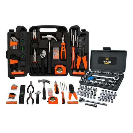 Kit Jogo De Ferramentas Completo C/ Soquetes E Chaves Tbt12940k The Black Tools Preto