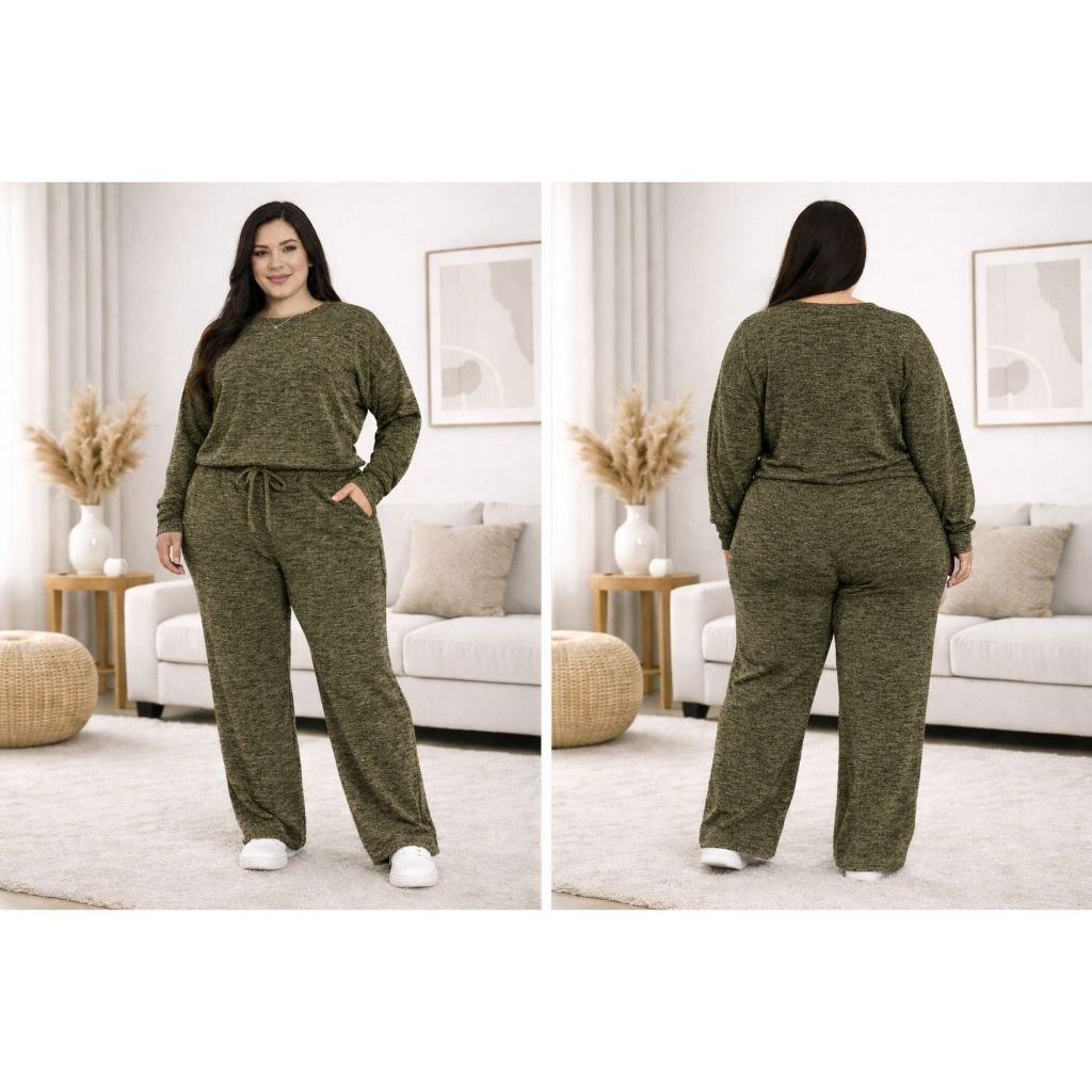 conjunto inverno lanzinha ribi plus size blusa manga longa e calça pantalona super confortável